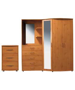 Turin Fitment Mirrored Wardrobe Package - Pine