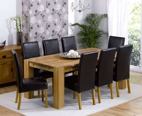 turin Oak Dining Table - 200cm and 8 Monaco