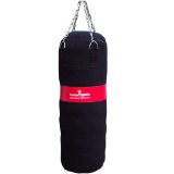 Turner Sports Canvas Kick Boxing Punch bag martial Arts with Chain and bag mitts Black with Red Stripe 4ft