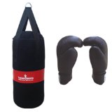 Turner Sports Canvas Punch Bags Set 2 feet Kickboxing Bags with Free Kick Boxing Gloves Hand Moulded Quality Rexio
