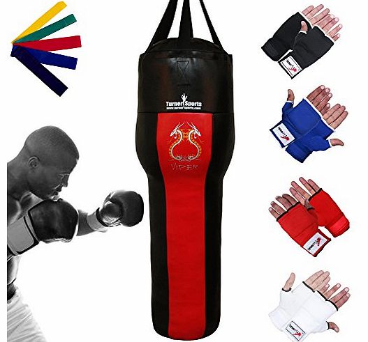 Turner Sports Vinyl Upper Cut Angled Body bag Kick Boxing Punch bags Filled Red Black 3 ft