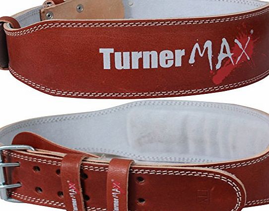 TurnerMAX Padded Genuine Leather Heavy Weight lifting Body Building Exercise Gym Belts Natural Large