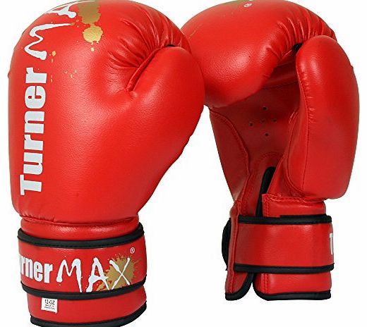 TurnerMAX PU Kick Boxing Gloves Professional Martial Arts Sparring bag Red 10oz