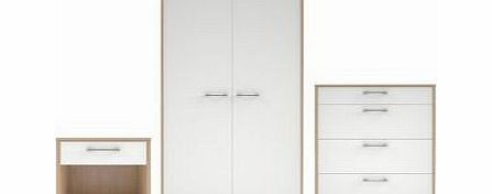 Tvilum Evie 3 Piece Gloss White Oak Effect Wardrobe