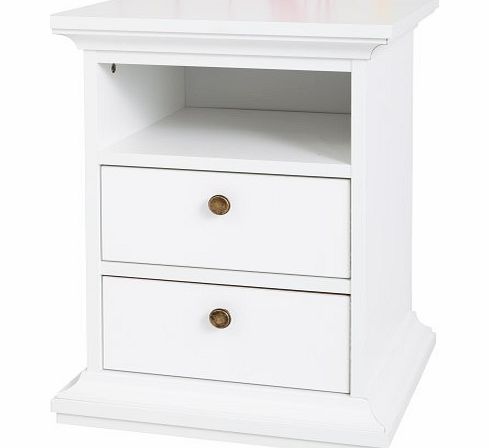 Tvilum Paris 2 Drawer Tall Bedside Table in White