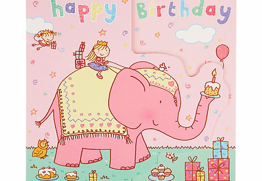 Twizler Pink Elephant Birthday Card