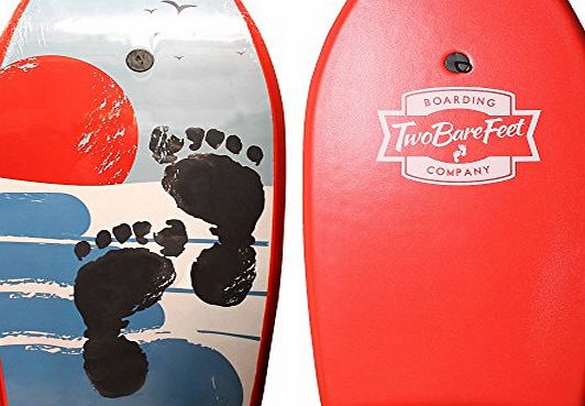 Two Bare Feet 33`` (84cm) Slick Board Bodyboard XPE   EVA Core Includes Wrist/Ankle Strap (Sunset Red)