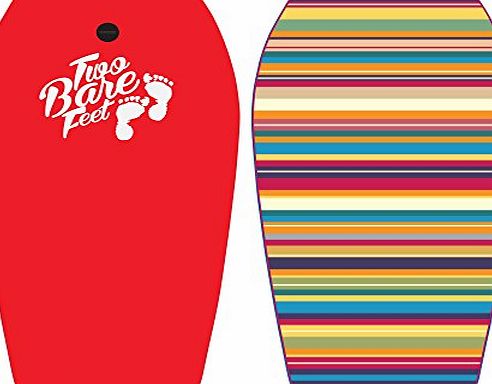 Two Bare Feet 37`` (94cm) Slick Board Bodyboard XPE   EVA Core Includes Wrist/Ankle Strap (Red Stripes)