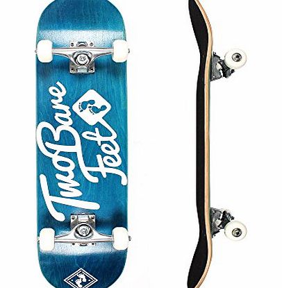 Two Bare Feet TBF Double Kick Complete Skateboard Cruiser 31`` x 8`` Concave Deck (Blue)