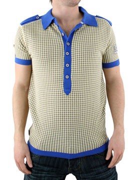 Two Stoned Cobalt/Yellow/Grey Mr Wolf Knit Polo Shirt