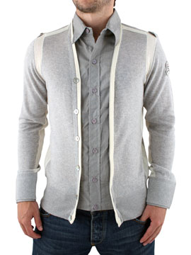 Two Stoned Grey San Dimas Cardigan with Shirt Insert