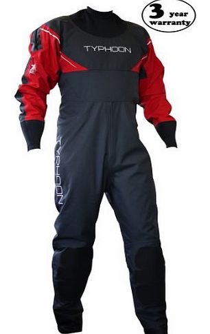 *2014 Typhoon Hypercurve 3 B/Z Drysuit with Ankle Seals Black/Red 100143 + FREE Fleece Sizes - Medium