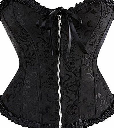 U-Pretty Womens Lace Up Boned Overbust Corset Bustier Top Body Shaper 8819 (Black,M)