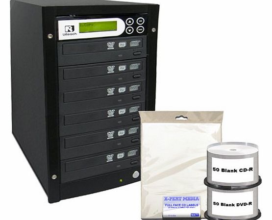 1-5 CD DVD Duplicator Tower bundle (with pod cdr,pod dvd-r, and labels) by Riviera Multimedia