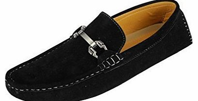Mens Gents Black Tan Brown Navy Blue Olive Green Amazing Slip On Faux Suede Moccasin Loafers Casual Shoes With Driving Sole (9, Black)
