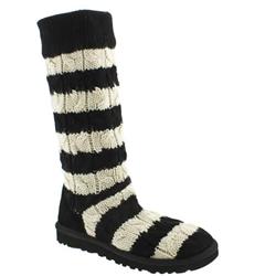 Ugg Female Classic Tall Cable Knit Fabric Upper Casual in Black and White