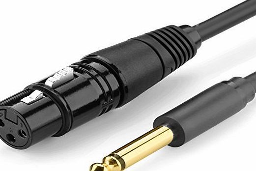 UGREEN  6.35mm Jack Mono to XLR Cable, Male to Female lead, Professional Cable for Microphones,Powered Speakers,Sound Consoles and Other Pro Devices Cable, Black and 3m, Black