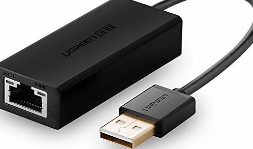 UGREEN USB 2.0 to 10/100Mbps Ethernet Network Adapter Support Windows 8.1/8/7, XP, Vista, Mac OS X and Linux for PC or Laptop (Black)