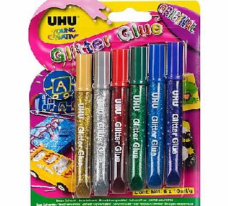 UHU Glitter Glue, 10ml Tubes, Pack of 6