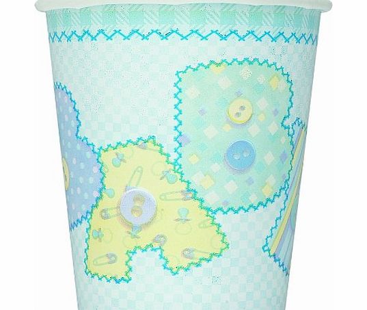 Uk Baby Shower Co Baby Shower Baby Blue Stitching Cups - Pack of 8
