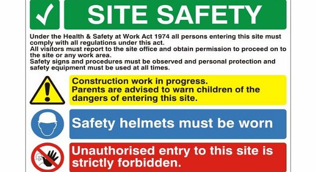 UK Construction Signs Multi Purpose Safety Sign, Site Safety, Material: Foamex, Size: 800x600mm