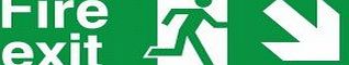 UK Fire Exit Signs Fire Exit Arrow Down Right Sign Landscape 300mm x 100mm - Self Adhesive