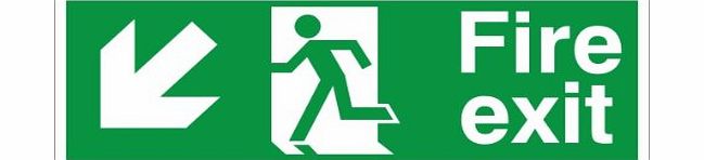 UK Fire Exit Signs Fire Exit Down/Left Sign - 300x100mm Self Adhesive (Buy x10 Save 30)