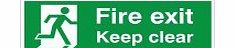 UK Fire Exit Signs Fire Exit Keep Clear Sign - 300x100mm Self Adhesive