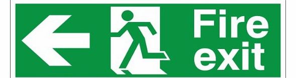 Fire Exit Sign, Arrow Left 400x150mm Self Adhesive (Free Delivery) (Buy x10 Save 30%)