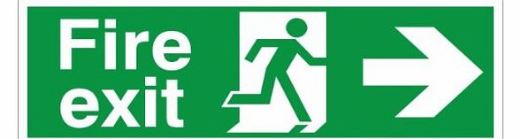 Fire Exit Sign, Arrow Right 400x150mm Self Adhesive (Free Delivery) (Buy x10 Save 30%)