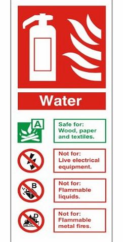Fire I.D Water Fire Extinguisher Sign 80x200mm Rigid Plastic