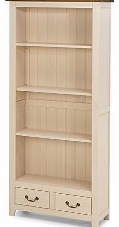 UK-Gardens Cream Painted Pine Tall Bookcase 4 Shelves 2 Drawers 89x30x190 Indoor Furniture