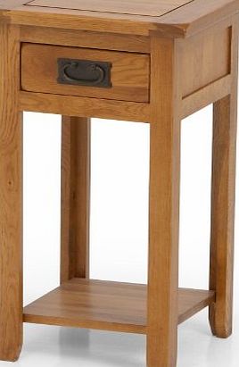 Lamp Table - UK-Gardens Solid Oak Tall Wooden Lamp Stand with drawer and shelf for indoor use, 36x36x74cm