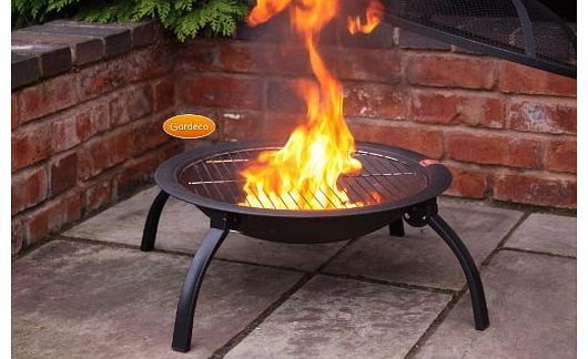 UK-Gardens Steel Portable Fire Bowl BBQ Firepit With Folding Legs 56cm W x 39cm H