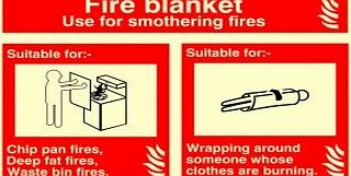 UK Glow In The Dark Fire Extinguisher ID Signs Glow In The Dark Fire Blanket Sign 150mm x 100mm - Rigid Plastic