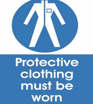 UK P.P.E. Signs Protective Clothing Must be Worn 150x200 Self Adhesive