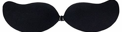 Ukamshop 1PC Sexy Silicone Self Adhesive Push Up Strapless Invisible Bra Backless (B, Black)