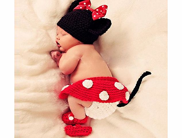 Ukamshop TM)Baby Girls Boy Newborn-9 Month Knit Crochet Minnie Clothes Photo Prop Outfits (Mickey Mouse)
