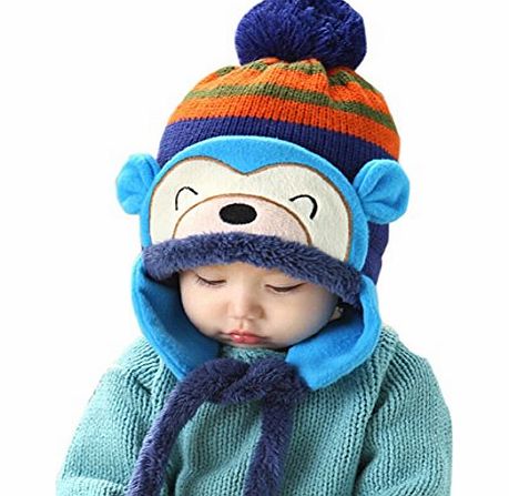 Ukamshop TM)New Fashion Winter Warm Kid Baby Girl Boy Ear Thick Knit Beanie Cap Hat (Blue)
