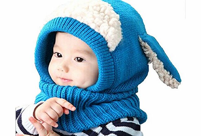 Ukamshop TM)Winter Baby Kids Girls Boys Warm Woolen Coif Hood Scarf Caps Hats (Blue)