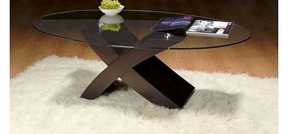 Milano X Coffee Tables - Oval Glass (Dark Brown)