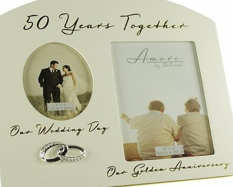 ukgiftstoreonline Golden 50th Wedding Anniversary Multi Photo Picture Frame Keepsake Gift