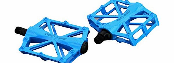 UKOUTLET MTB/BMX Bike Bicycle Cycling Alumimium Alloy Anti-slip Wide Foot Pedals (blue)