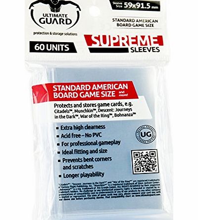 Ultimate Guard Supreme Sleeves for Board Game Cards Standard American (Pack of 60)