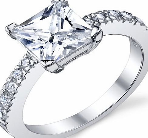 Ultimate Metals Co. 1.25 Carat Princess Cut Cubic Zirconia CZ Sterling Silver 925 Engagement, Wedding Ring Size M