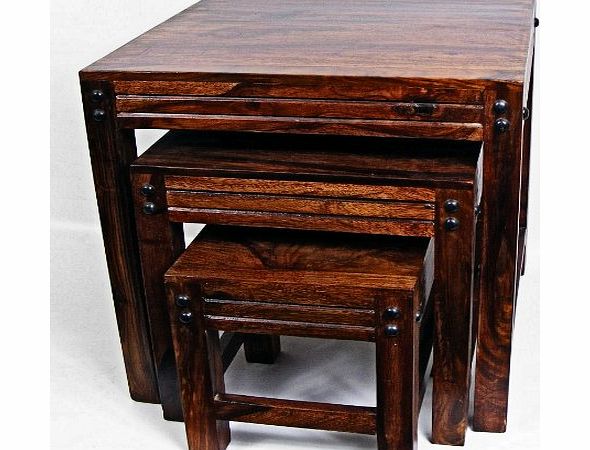 Ultimate Products Indian Sheesham ``Jaipur`` Solid Wood Nest of 3 Table