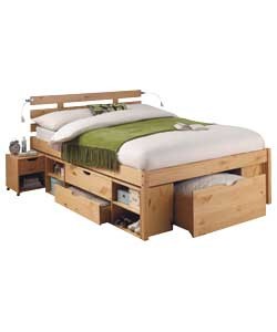 Storage Double Bed Frame with Lights