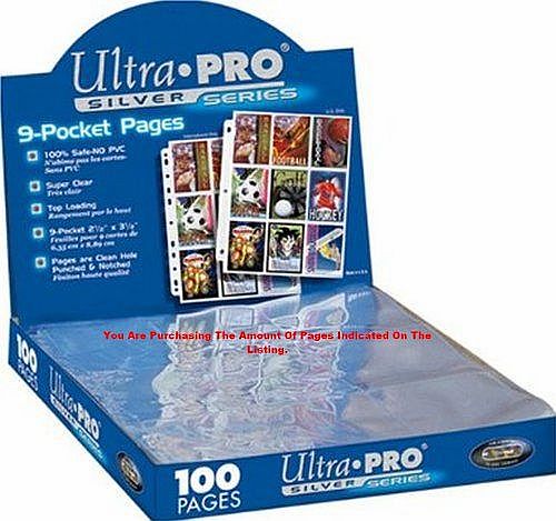 Ultra Pro Silver Series Trading Card A4 Sleeves - 25 Ultra Pro 9 Pocket Pages MTG/Pokemon.