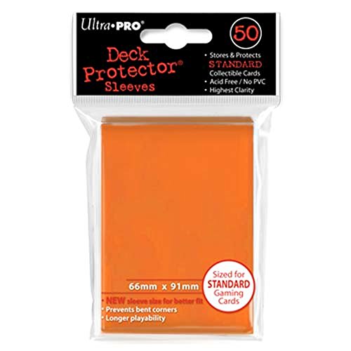 Trading Card Sleeves - 50 Ultra Pro Orange Deck Protectors Pokemon/MTG Sized. 66mm x 91mm.