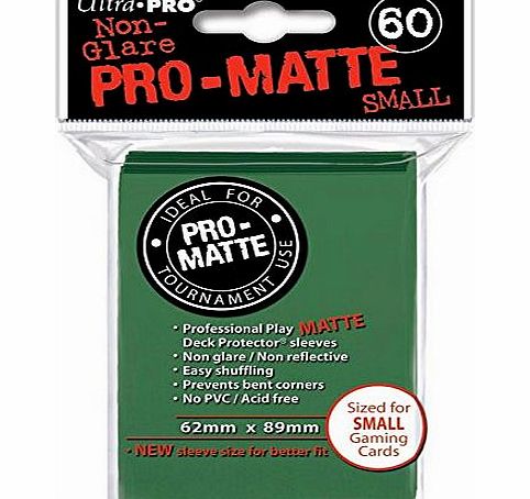 Ultra Pro Trading Card Sleeves - 60 Ultra Pro Matte Green Deck Protectors. YuGiOh Size.
